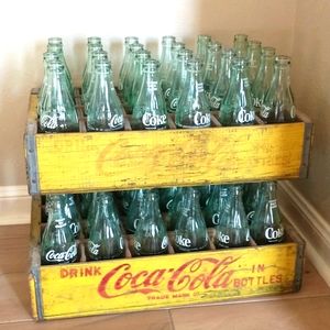 Pair of Vintage 1960s era Coca Cola Cases with Bottles